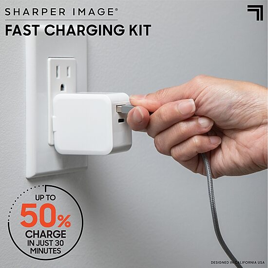 Sharper Image 30W Type C and A with Charging Cable Portable Adapter
