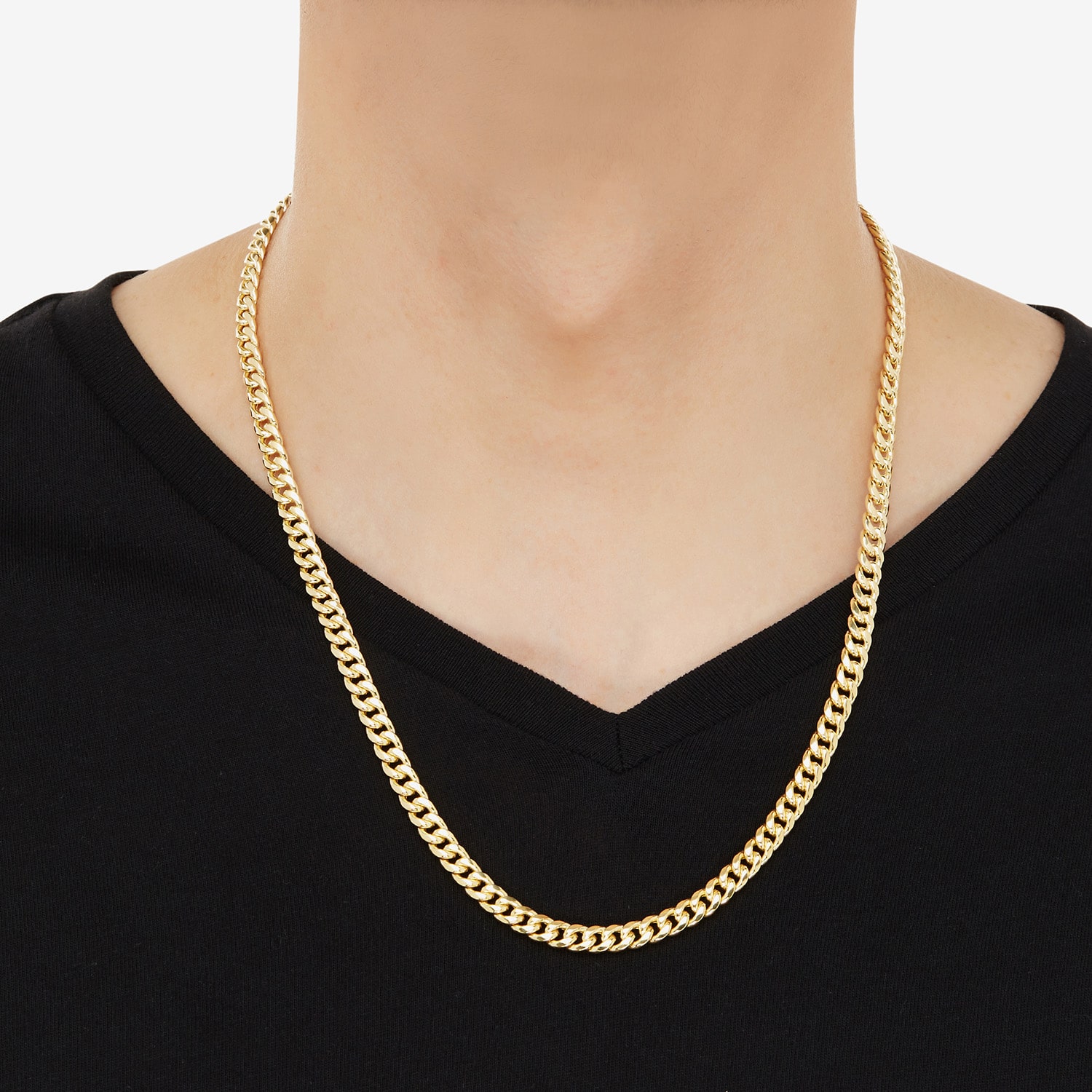 Womens 14K Gold 22 Inch Curb Chain Necklace