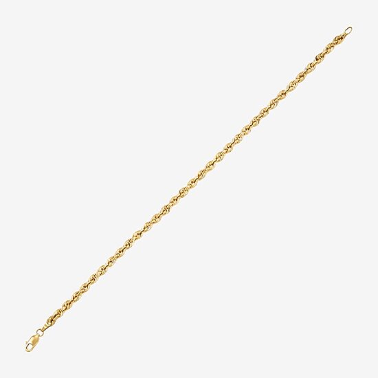 Womens 14K Gold 8 1/2 Inch Hollow Rope Chain Bracelet