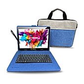 LINSAY® 10.1 Octa Core 128Gb Android 15 Tablet Blue Keyboard