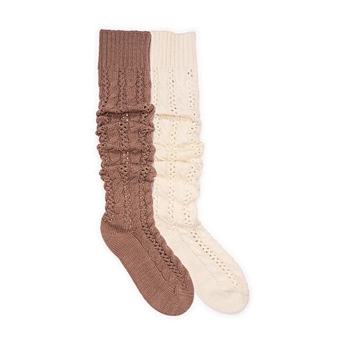 Muk Luks Cable Knit Slouch Womens 2 Pair Crew Socks, 9-11, Pink