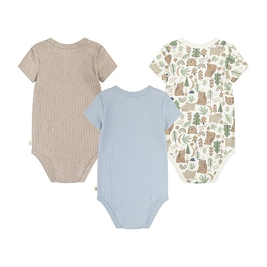 Huggies Baby Boys Crew Neck Short Sleeve Rib 3-pc. Bodysuit