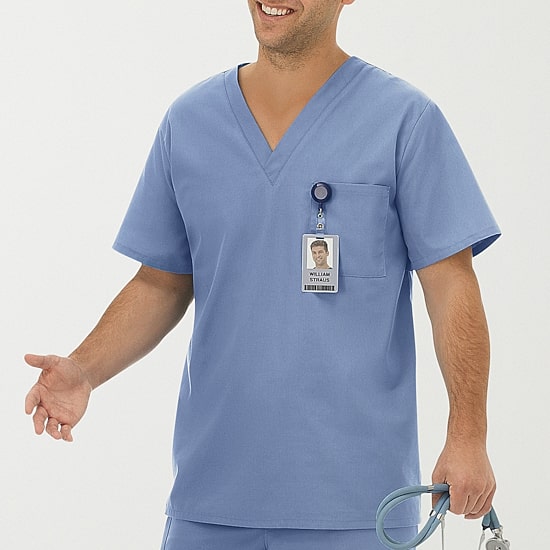 Fundamentals By White Swan 14900 1-Pocket Unisex Adult V Neck Short Sleeve Scrub Top