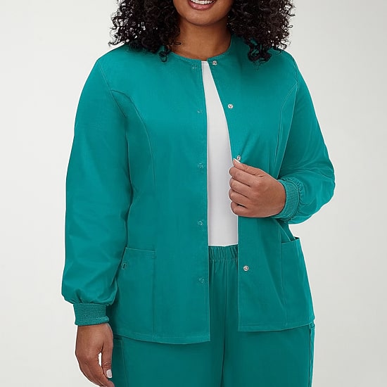 Fundamentals By White Swan 14740 Warm-Up Womens Plus Scrub Jackets