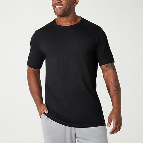 Xersion Xtreme Cotton Mens Crew Neck Short Sleeve T-Shirt, X-large, Black