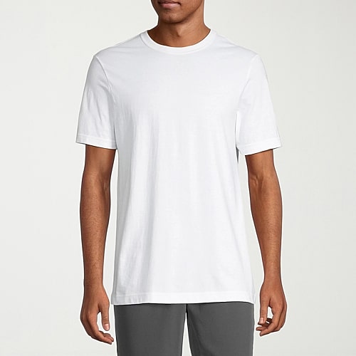 Xersion Xtreme Cotton Mens Crew Neck Short Sleeve T-Shirt, X-large, White