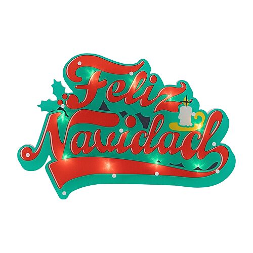 Northlight 18in Prelit Feliz Navidad Christmas Window Decor, One Size, Red
