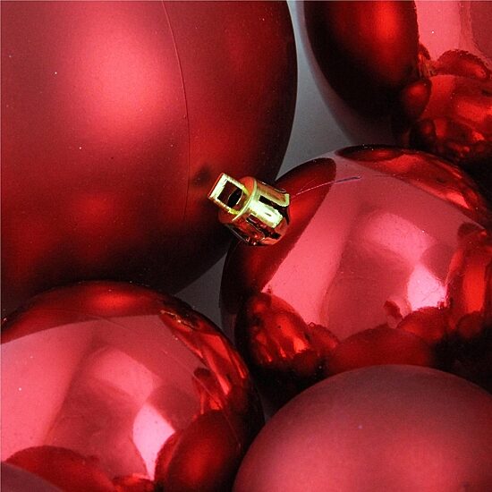 50ct Hot Red Shatterproof 2-Finish Christmas Ball Ornaments 4'' (100mm)