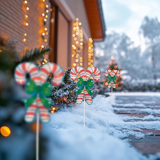 Northlight Lighted Candy Cane Pathway Markers Christmas Yard Art