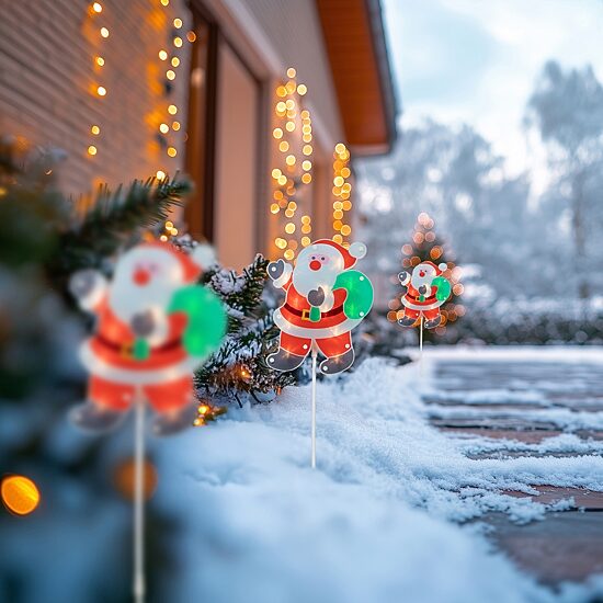 Northlight Lighted Santa Claus Pathway Markers Christmas Yard Art