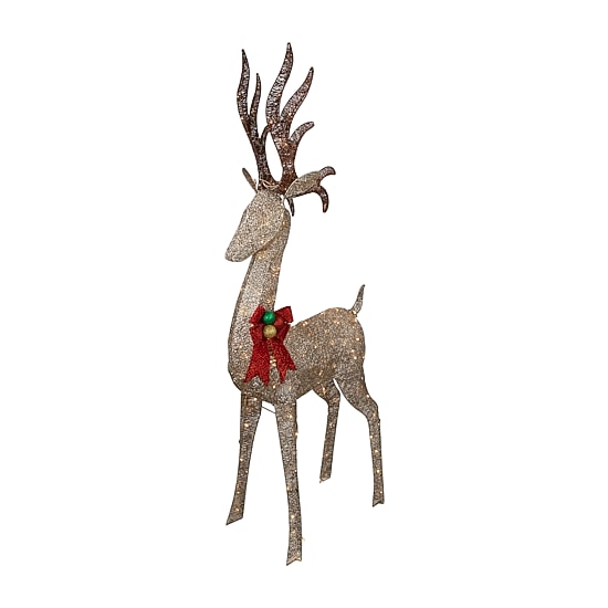 Northlight Led Champagne Deer Wh Bow Christmas Yard Art