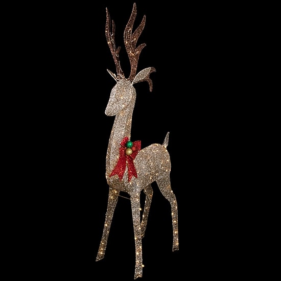 Northlight Led Champagne Deer Wh Bow Christmas Yard Art