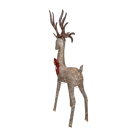 Northlight Led Champagne Deer Wh Bow Christmas Yard Art