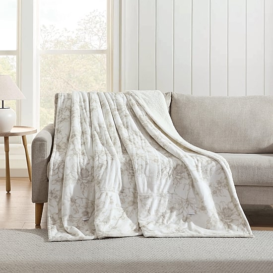 Laura Ashley Wistful Blooms Heated Midweight Floral Blanket