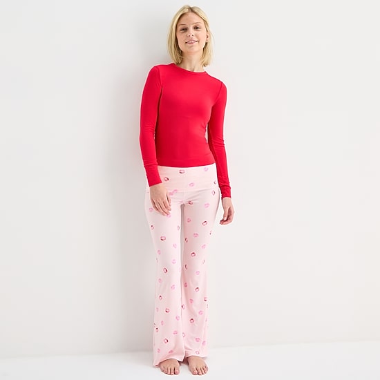 Arizona Body Crew Neck Womens Crew Neck Long Sleeve Juniors Pajama Top
