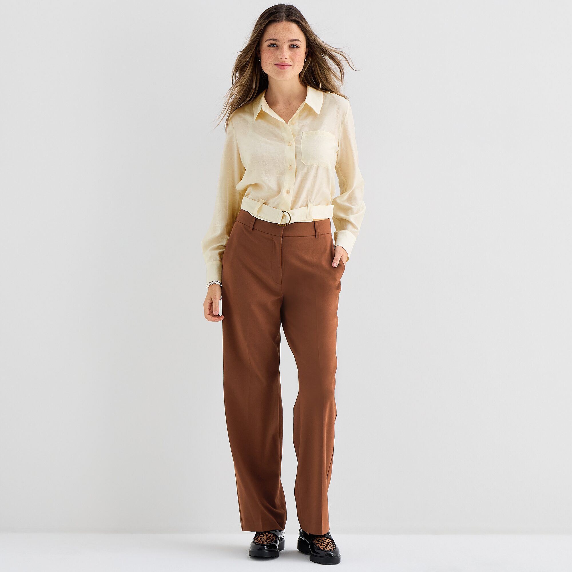 by&by Belted Womens Juniors Long Sleeve Blouse