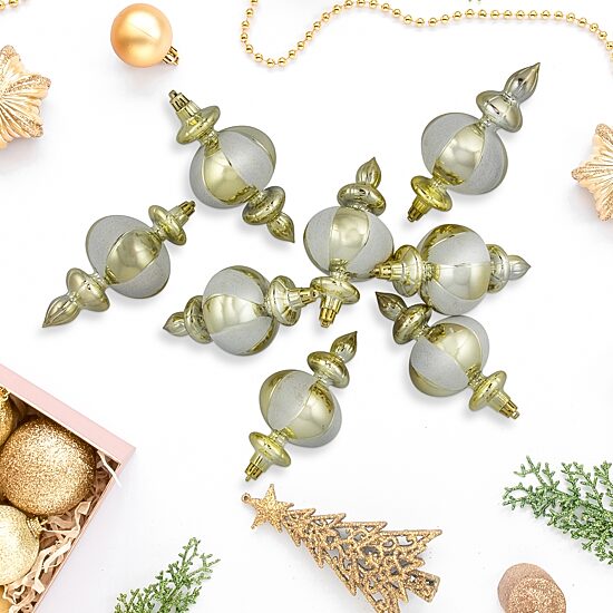 Northlight Shiny Shatterproof Finial 8-pc Christmas Ornament