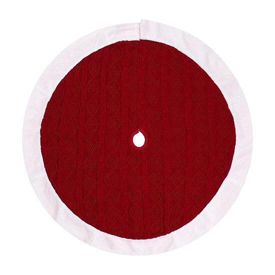 Northlight Cable Knit  With Faux Fur Trim Indoor Tree Skirt