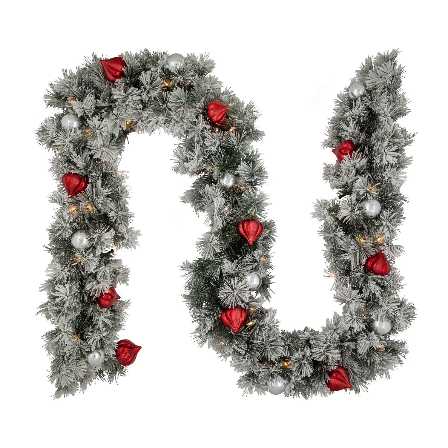 Northlight Snowy Bristle Pine Pre-Lit Christmas Indoor Garland