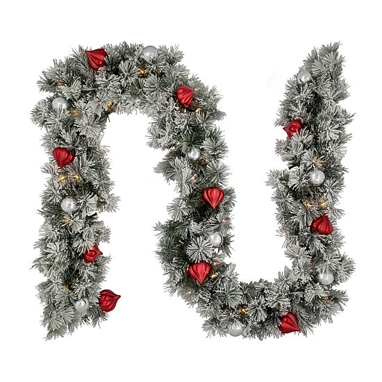 Northlight Snowy Bristle Pine Pre-Lit Christmas Indoor Garland
