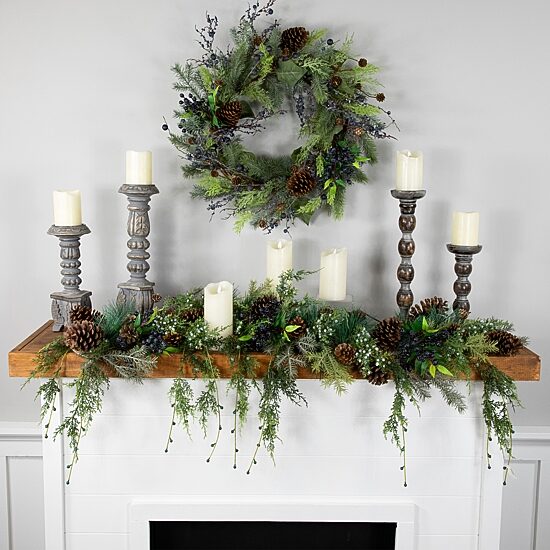 Northlight Pine Cone And Cedar   Unlit Christmas Indoor Garland