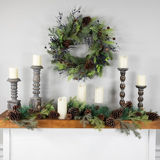 Northlight Pine Cone And Cedar   Unlit Christmas Indoor Garland