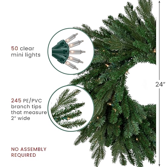 Northlight Grande Spruce Pre-Lit Wreath