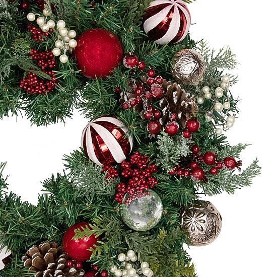 Northlight Ornament And Pinecone Pine Unlit Wreath