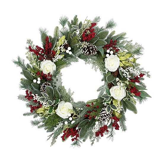 Northlight 30in Floral Unlit Wreath