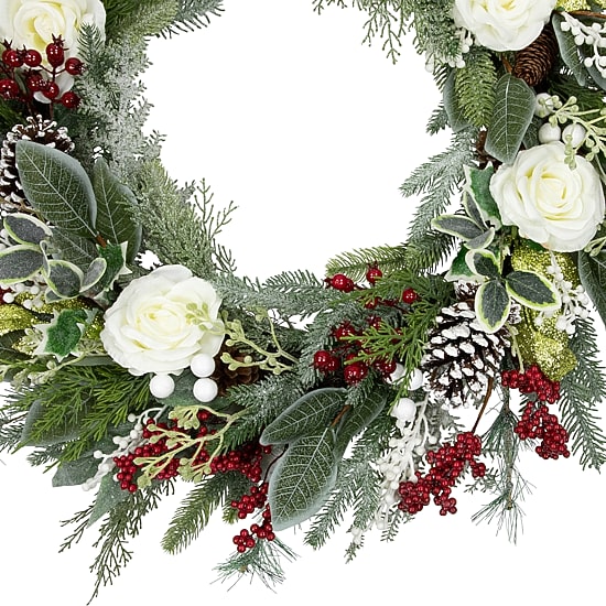 Northlight 30in Floral Unlit Wreath