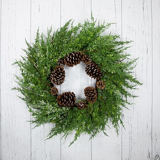 Northlight Frosted Cedar And Pine Cone Wreath
