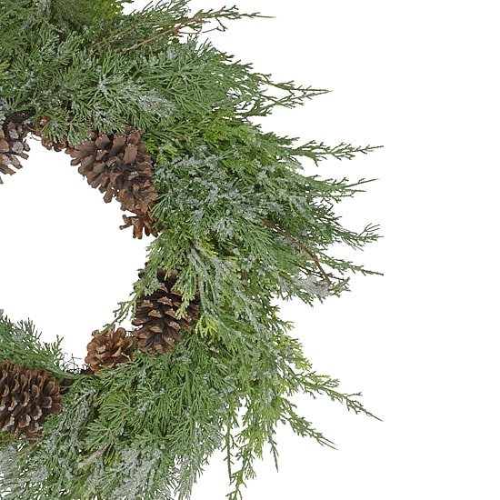 Northlight Frosted Cedar And Pine Cone Wreath