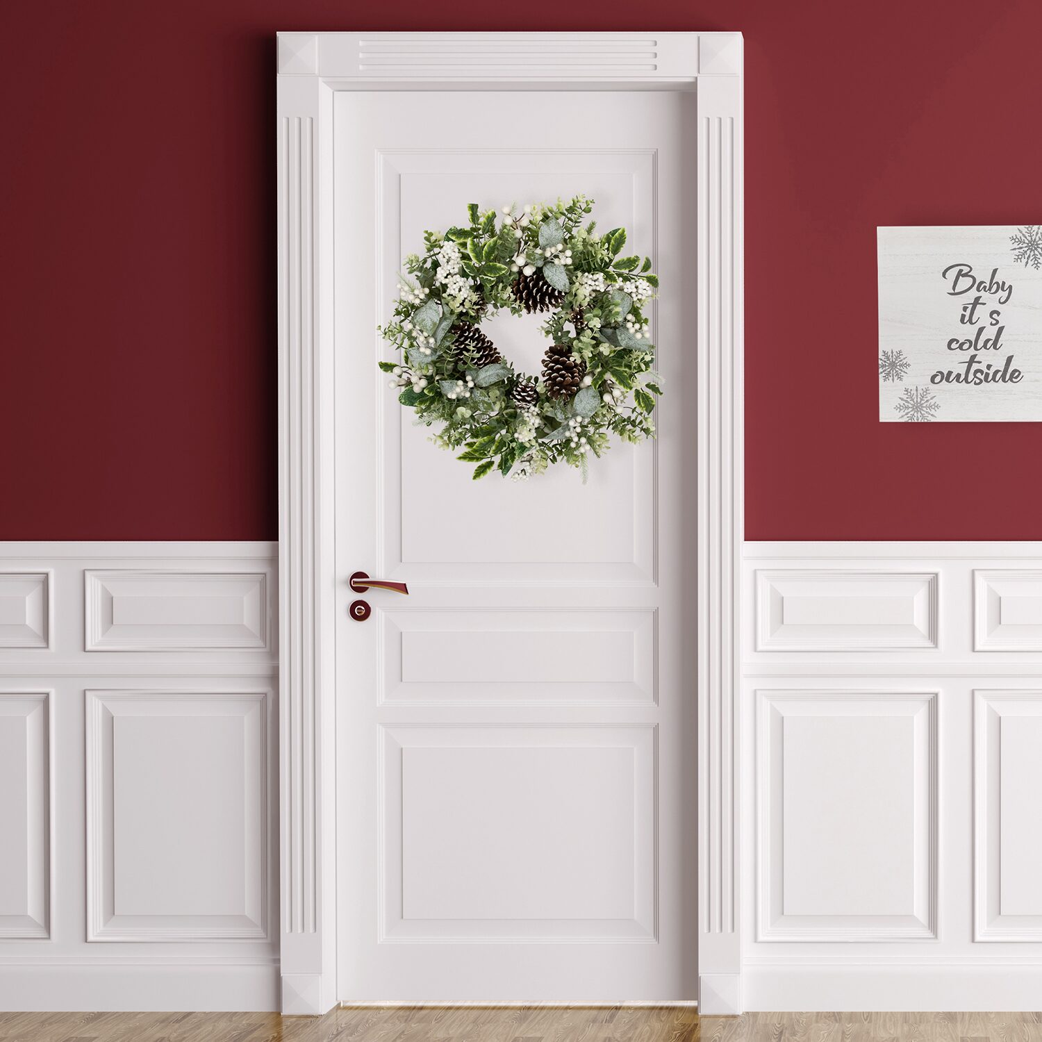 Northlight Frosted Pinecones And Berries Wreath