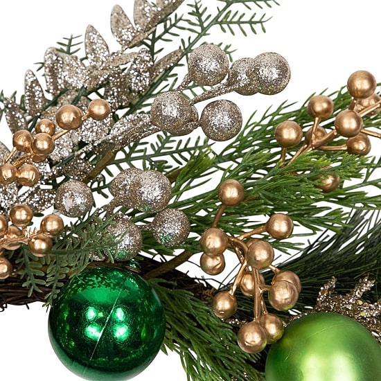 Northlight Ornaments And Berries Glittered Wreath