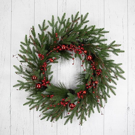 Northlight Red Berry And Pine Unlit Wreath