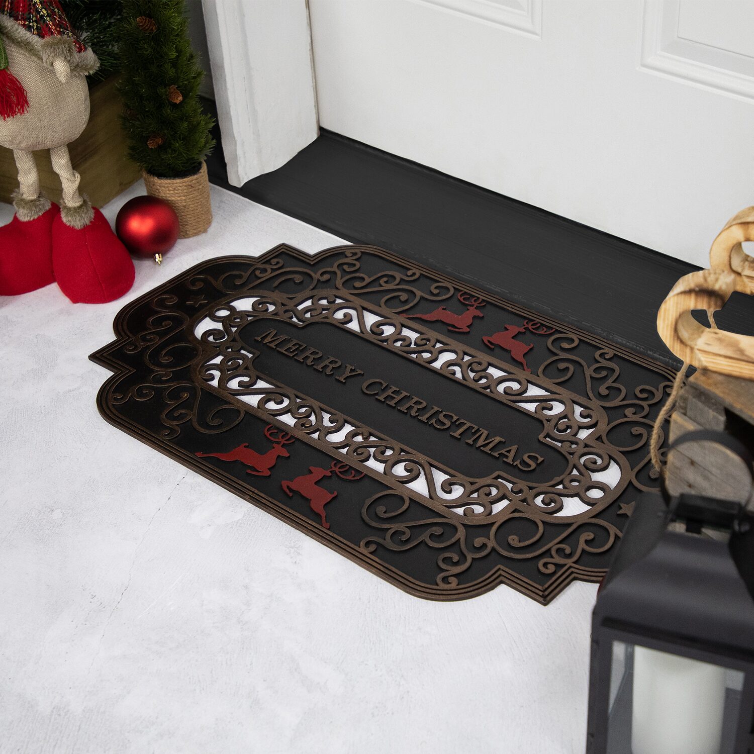 Northlight Black And Copper Merry Indoor Rectangular Doormat