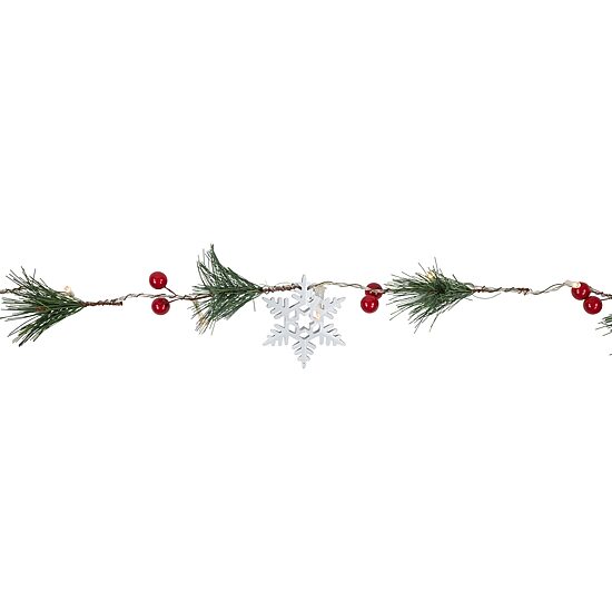 Northlight Pine Berry And Snowflake White Lights Pre-Lit Christmas Indoor Garland
