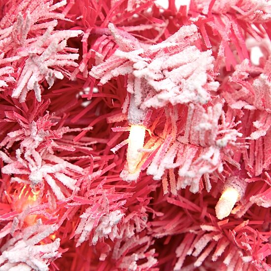 Northlight Flocked Pink Artificial With Clear Lights Pre-Lit Wreath