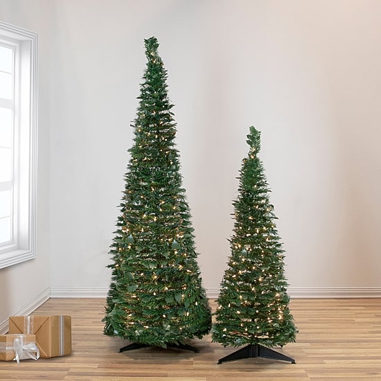 Northlight Holly Leaf Pop-Up With Clear Lights 6 Foot Pre-Lit Christmas Tree