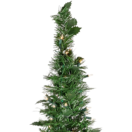 Northlight Holly Leaf Pop-Up With Clear Lights 6 Foot Pre-Lit Christmas Tree