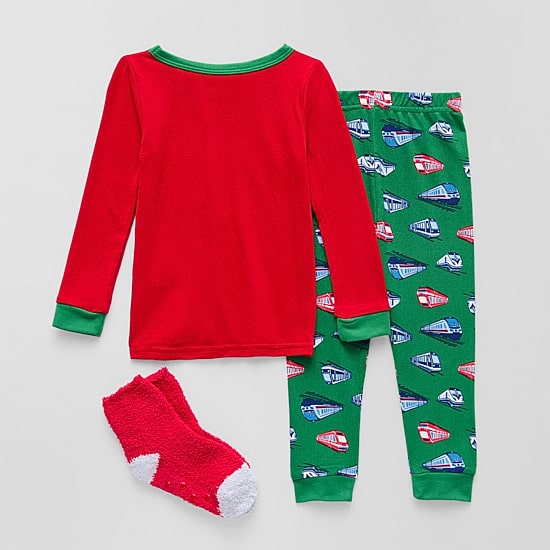 Sleep On It Gift Set Toddler Boys Crew Neck Long Sleeve 3-pc. Pajama Set