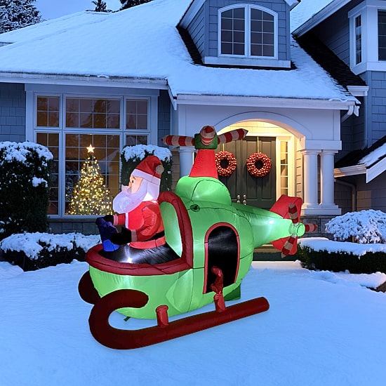 Northlight Santa With Helicopter Christmas Inflatable