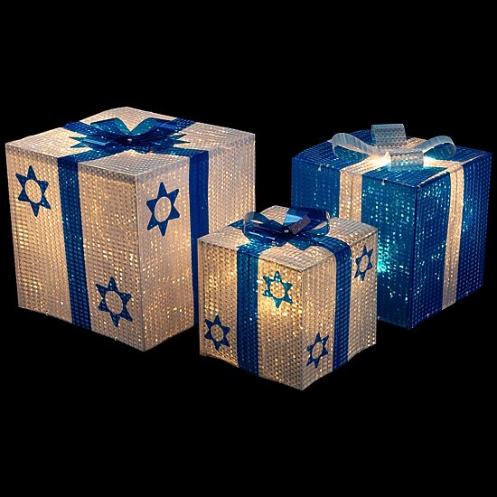 Northlight 12" Prelit Gift Box Hanukkah Yard Art