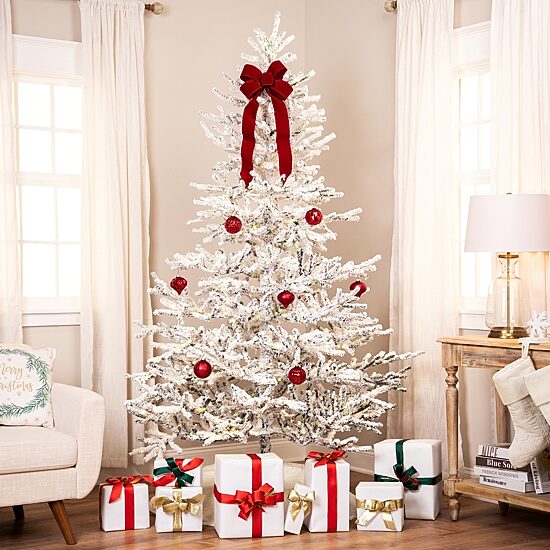 Northlight Led Flocked Garden 6 1/2 Foot Pre-Lit Christmas Tree