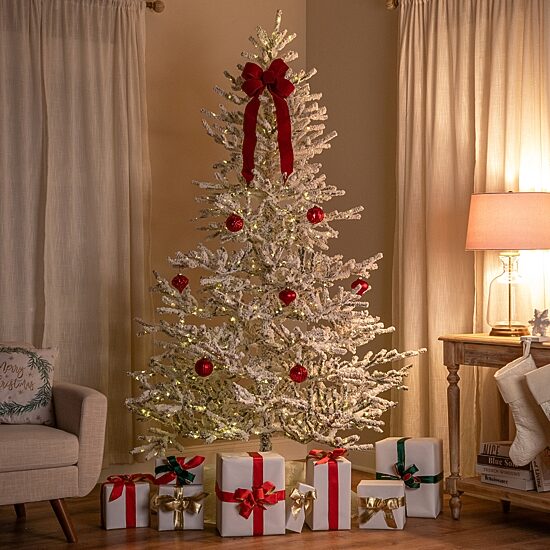 Northlight Led Flocked Garden 6 1/2 Foot Pre-Lit Christmas Tree