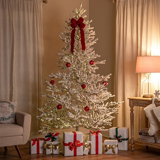 Northlight 7.5' Led  Flocked Garden 7 1/2 Foot Pre-Lit Christmas Tree