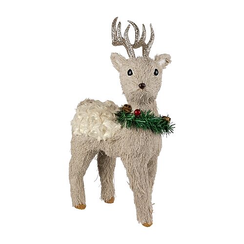 Northlight 13.75" Reindeer With Wreath Christmas Tabletop Decor, One Size, Beige