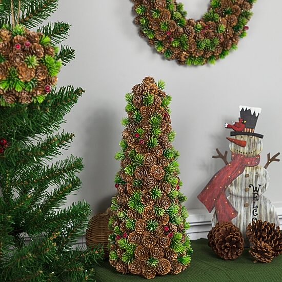 Northlight 15" Mini Wild Berries Cone Christmas Tabletop Tree