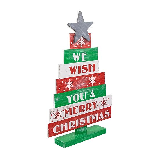 Northlight 16.5" Wooden Sign Christmas Tabletop Tree