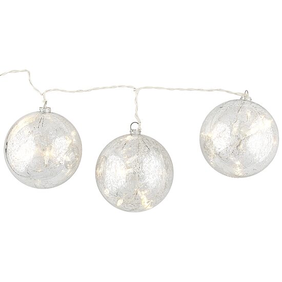 Set of 3 Lighted Silver Mercury Glass Finish Ball Christmas Ornaments - Clear Lights